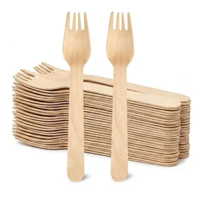 160 mm Biodegradable Wooden Fork Set for Dining & Events, Compostable Eco Cutlery 400 Pcs
