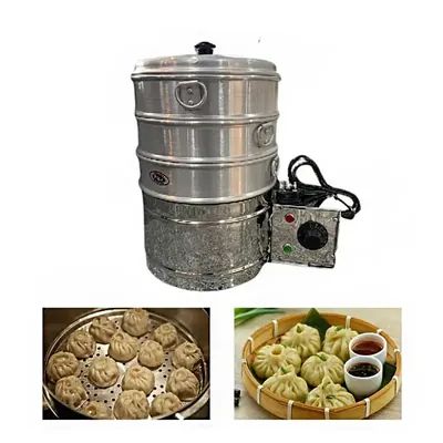 Superior 3 Pot Electric Momo Steamer Machine With 1500 W and Stainless Steel Body