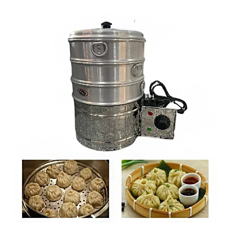 Superior 3 Pot Electric Momo Steamer Machine With 1500 W and Stainless Steel Body