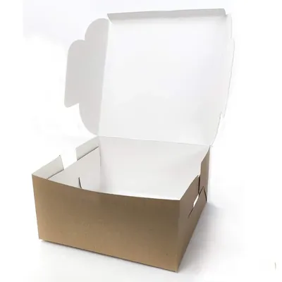 100 Pcs, 350 GSM Kraft Paper Cake Box, 10 x 10 x 4 Inch Size for Cookies, Pastries, Mini Cakes, Donuts & Pie Slices