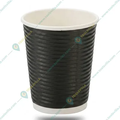 350 ml Regular, Disposable Standard Black Ripple Glass, 278+240 GSM for Picnic, Travel, Food Truck (Pack-1000 PCS)