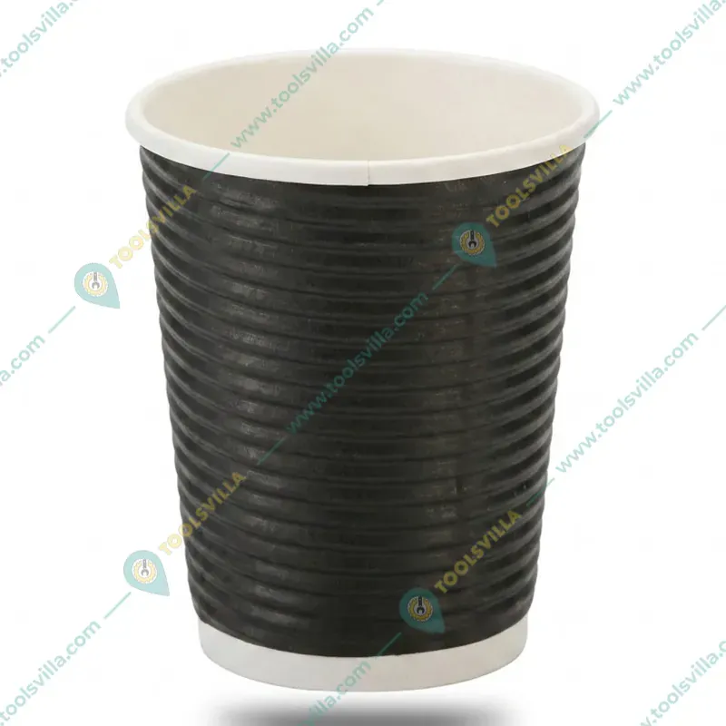 350 ml Regular, Disposable Standard Black Ripple Glass, 278+240 GSM for Picnic, Travel, Food Truck (Pack-500 PCS)