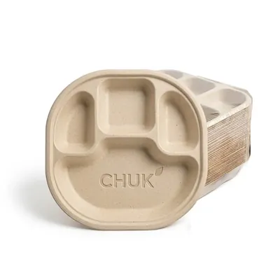 Chuk Chausar 4 Compartment Biodegradable Meal Tray, Eco Friendly Food Plate for Parties, Catering & Family Events (Pack-500 pcs)