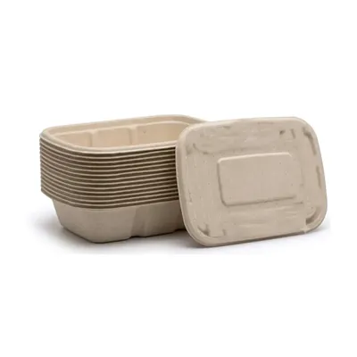 Chuk 500 ml Biodegradable Delivery Rectangular Container with Lid for Parties, Catering & Family Events (Pack-500 pcs)
