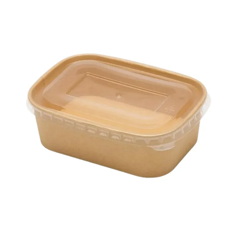 650 ml Disposable Kraft Rectangle Container with Lid For Food Truck Picnic (Pack of 500)
