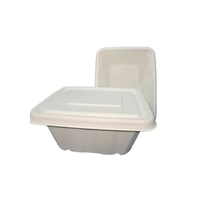 650 ml Disposable White Rectangle Container with Lid For Food Truck Picnic (Pack of 500)