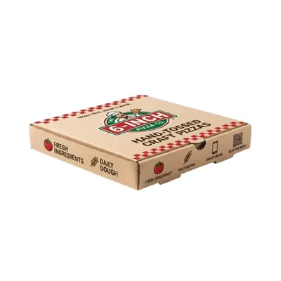 6 Inch 3ply Cardboard Kraft Paper Printed Pizza Box for Food Safe Takeaway Packaging (Pack of 25)