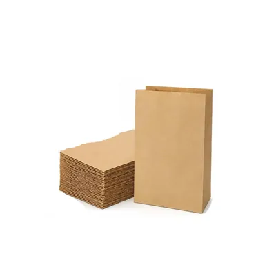 HORECA DISPOSABLE 7 x 4 x 11 Inch 120 GSM Pack of 100 Pcs Food Grade Square Bottom Paper Bags Heavy Duty Recyclable Takeaway