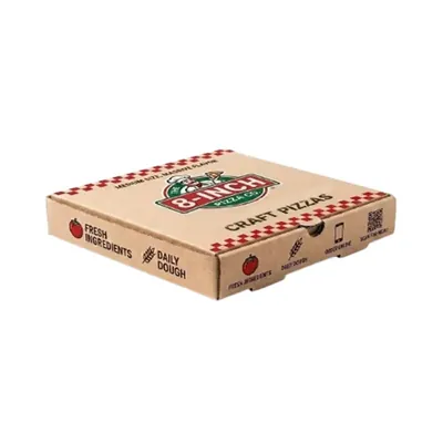 8 Inch 3ply Cardboard Kraft Paper Printed Pizza Box for Food Safe Takeaway Packaging (Pack of 100)