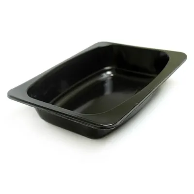 HORECA DISPOSABLE 190 x 140 x 30 mm Pack of 100 Black Food Serving Tray Container for Hot Cold Foods Plastic Without Lid