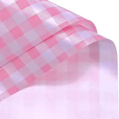Baby Pink Floral Wrap 58 x 58 cm 20 Sheets Waterproof Check Gift Basket Bouquet Bows Included Pack of 2