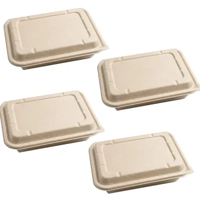 Chuk 1100 ml Biodegradable Delivery Container with Lid 1000pcs, Sugarcane Bagasse Takeout Box for Parties, Family Events