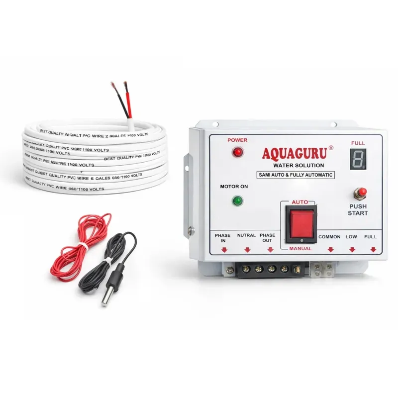 Aqua guru Semi Automatic, Metal Body Manual Start and Auto Stop Water Level Controller (Sensors & 30 m Wire Included)