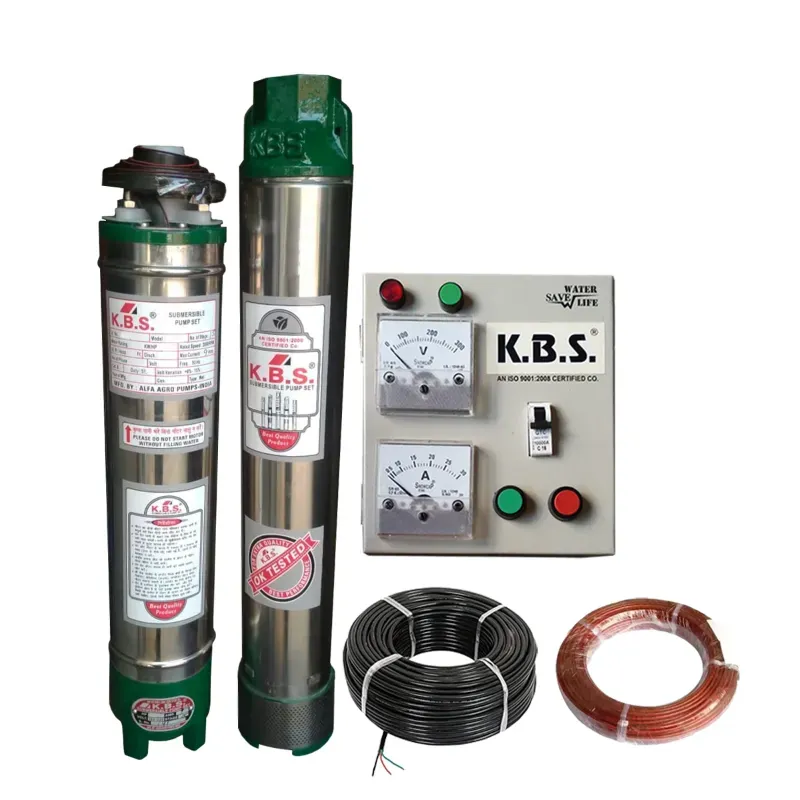 KBS 1.5 HP 12 Stage(4 Inch) V4 Single Phase Water Cooled Submersible Pump With Control Panel, 30 m Submersible Cable, Safety Wire