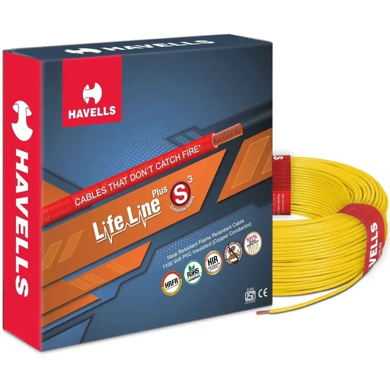 Havells LifeLine Plus S3 1.5 sq.mm 90 m HRFR Copper Wire 100% Copper Domestic Flame Retardant Cable (Color-yellow)