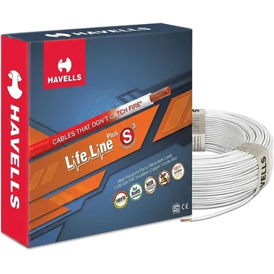 Havells LifeLine Plus 1 sq.mm 90 m S3 HRFR Copper Wire 100% Copper Domestic Flame Retardant Cable (Color-white)