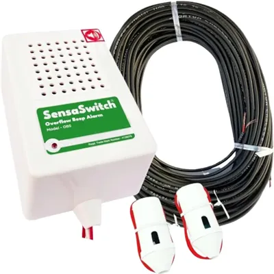 SensaSwitch OBS-SW-Combo: Water Tank Overflow Alarm (Beep) with Water Sensor & 90 ft Wire, 1 Year Warranty