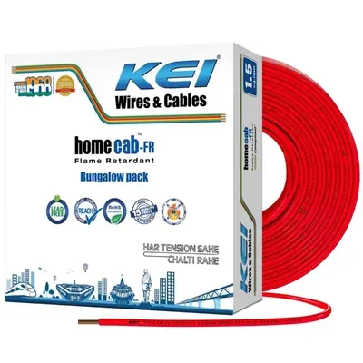 KEI Wires & Cable Homecab 1.5 sqmm 1100 V Housewire Fire Resistant 1Pc Flexible PVC Copper Electric Cable (Color-red)