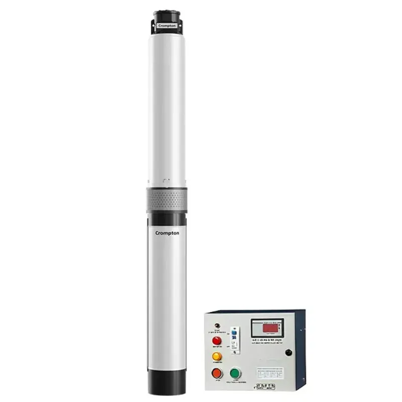 Crompton 1 HP 10 Stage(4 Inch) Single Phase Water Filled Submersible Pump With CP, 187 ft Head(4W1/10-BUE-D40 + NDCP1.0)