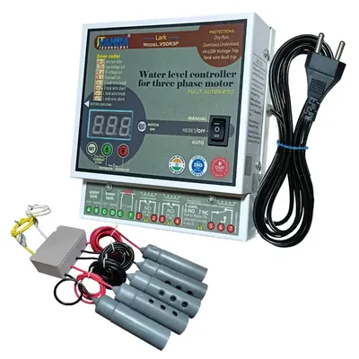 Vahra Technology Fully Automatic Water Level Controller With 5 Carbon Sensor Kit For All 3Phase Submersible Starter Panel (V50R3P)