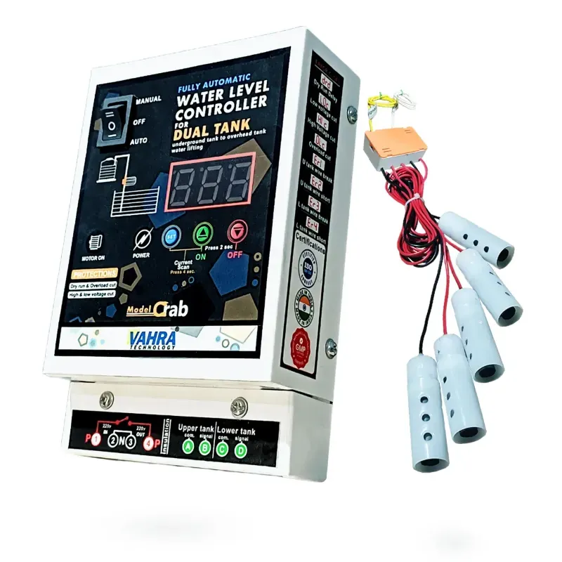 Vahra Technology Fully Automatic Water Level Controller for Single Tank With 5 Carbon Sensors (CRAB-1Kit)
