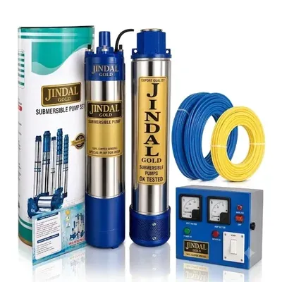 Jindal Gold 1.5 HP 13 Stage V4 Single Phase Water Cooled Submersible Pump, 260 ft Head, 6000 LPH