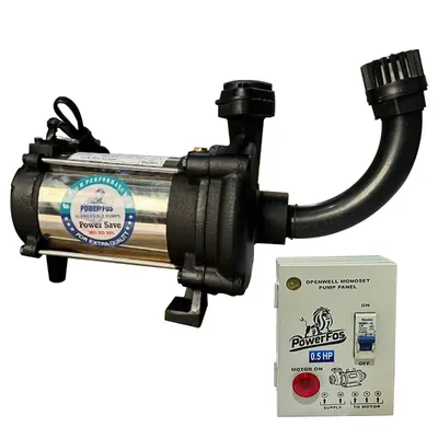 PowerFos 0.5 HP Single Phase Mini Openwell Submersible Pump With Control Panel, 50 ft Head