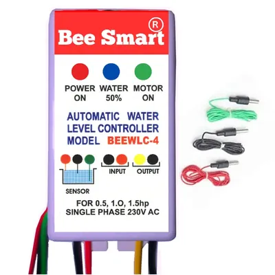 Bee Smart Fully Automatic Water Level Controller, Auto ON-OFF, for 0-1.5 HP Pumps (BEEWLC-4)