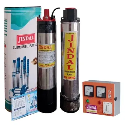 Jindal 1 HP 8 Stage (V4) Single Phase Oil Cooled Borewell Submersible Pump With Control Panel