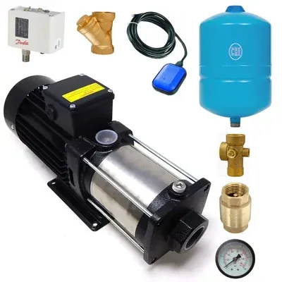 CRI 1 HP 1Phase Pressure Booster Pump With 24 L Tank & Accessories For 2 BHK, 3 Bathrooms (BRISK-2E/05)