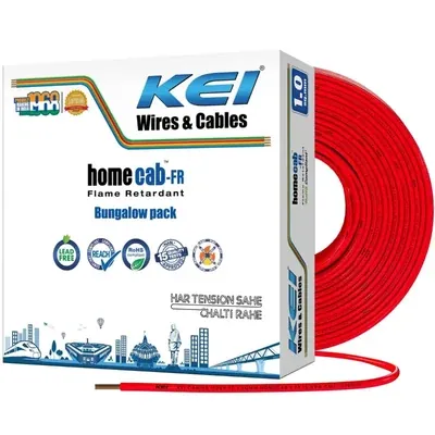 KEI Wires & Cable Homecab 1 sqmm 1100 V Housewire Fire Resistant 1Pc Flexible PVC Copper Electric Cable (Color-red)