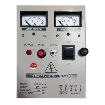 Heavy Duty 1.5 HP Single Phase V4 Control Panel, 50 μF Capacitor, For Oil Filled Submersible Pumps