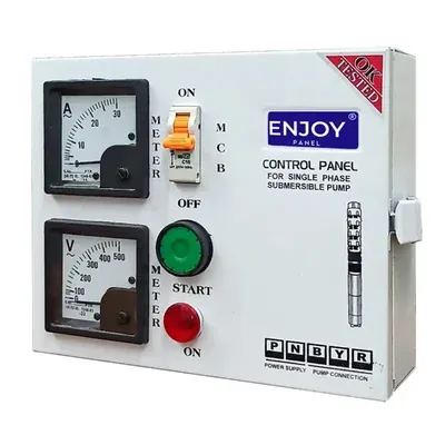 ENJOY 3 HP Single Phase V4 MCB Control Panel, 50+50μF Running Capacitor, For Water Filled Submersible Pumps