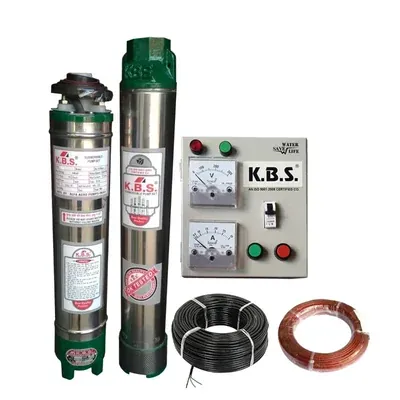 KBS 3 HP 15 Stage(4 Inch) V4 1Ph Water Cooled Submersible Pump With CP, 37 m Submersible Cable, Safety Wire