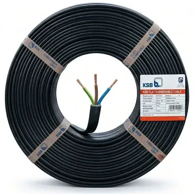 KSB 4 Sqmm 100 m 3 Core Submersible Flat Cable Suitable for 5 HP, 7.5 HP Submersible Pump
