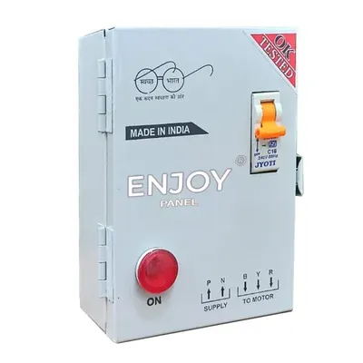 ENJOY 0.5 HP Single Phase MS Compass Control Panel With MCB, 36μF Running Capacitor, For Openwell Pumps