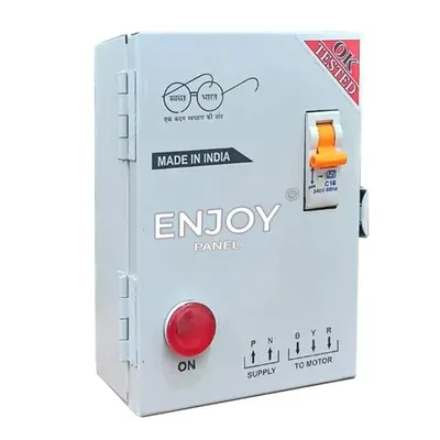 ENJOY 1 HP Single Phase MS Compass Control Panel With MCB, 50μF Running Capacitor, For Openwell Pumps